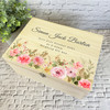 Watercolour Pink Roses Birth Details New Baby Personalised Wooden Keepsake Box