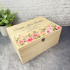 Watercolour Pink Roses Birth Details New Baby Personalised Wooden Keepsake Box