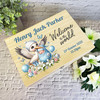 Blue Floral Stork Welcome New Baby Boy Personalised Wooden Memory Keepsake Box