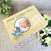 Blue Teddy Bear In Pram Photo New Baby Personalised Wooden Memory Keepsake Box