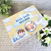 Baby Boy Sleeping Photo Blue Clouds New Baby Personalised Wooden Keepsake Box