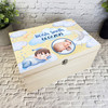 Baby Boy Sleeping Photo Blue Clouds New Baby Personalised Wooden Keepsake Box