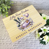 Purple Stork Holding Dark Skin Girl New Baby Personalised Wooden Keepsake Box