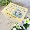 Blue White Stork Birth Details New Baby Boy Personalised Wooden Keepsake Box