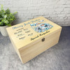 Blue White Stork Birth Details New Baby Boy Personalised Wooden Keepsake Box