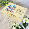 Happy Blue Teddy Bear Boys Stars First Year Personalised Wooden Keepsake Box