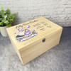 Purple Butterflies Stork Baby Girl New Baby Personalised Wooden Keepsake Box