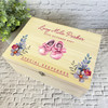 Watercolour Floral Pink Baby Shoes New Baby Personalised Wooden Keepsake Box