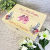 Watercolour Floral Pink Baby Shoes New Baby Personalised Wooden Keepsake Box