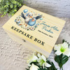 Blue Stork White Floral New Baby Boy Personalised Wooden Memory Keepsake Box