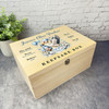 Baby Boy Blue Stork New Baby Personalised Storage Wooden Memory Keepsake Box