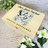 Blue White Stork Personalised New Baby Boy Personalised Wooden Keepsake Box