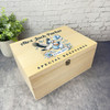 Blue White Stork Personalised New Baby Boy Personalised Wooden Keepsake Box