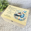 Sleeping Dark Skin Blue Stork New Baby Boy Personalised Wooden Keepsake Box