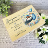 Sleeping Dark Skin Blue Stork New Baby Boy Personalised Wooden Keepsake Box