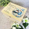 Sleeping Dark Skin Blue Stork New Baby Boy Personalised Wooden Keepsake Box