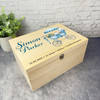 Vintage Blue Baby Pram Floral New Baby Boy Personalised Wooden Keepsake Box