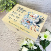 Blue Pink Floral Stork New Baby Boy Personalised Wooden Memory Keepsake Box