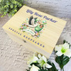 Green Floral Stork Holding New Baby Personalised Wooden Memory Keepsake Box