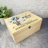 Blue Bear Stars Flying Teddy New Baby Boy Personalised Wooden Keepsake Box