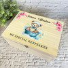 Blue Teddy Bear Bath Pink Floral New Baby Personalised Wooden Keepsake Box