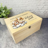 Sleeping Teddy Bear Keepsake Box New Baby Personalised Wooden Keepsake Box