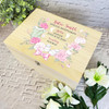 New Baby Girl Pink Flowers Personalised Storage Wooden Memory Keepsake Box