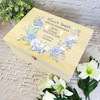 New Baby Boy Blue Floral Personalised Storage Wooden Memory Keepsake Box