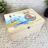 Loving Memory Dad Lighthouse Sea Photo Memorial Personalised Wooden Keepsake Box