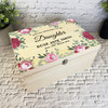 Memories Of Daughter Pink Floral Frame Memorial Personalised Wooden Keepsake Box