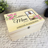 Memories Of Mum Pink Roses Photo Frame Memorial Personalised Wooden Keepsake Box