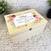 Mum Memories Watercolour Floral Memorial Personalised Wooden Memory Keepsake Box