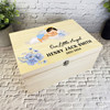 Light Brown Hair Baby Boy Blue Floral Memorial Personalised Wooden Keepsake Box