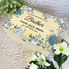 Memories Of Brother Blue Floral Frame Memorial Personalised Wooden Keepsake Box