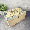 Memories Of Brother Blue Floral Frame Memorial Personalised Wooden Keepsake Box