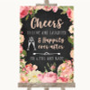 Chalkboard Style Pink Roses Cheers To Love Personalised Wedding Sign