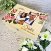 Memories Of Sister Pink Floral Photos Memorial Personalised Wooden Keepsake Box