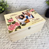 Memories Of Sister Pink Floral Photos Memorial Personalised Wooden Keepsake Box