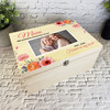 Mum Or Any Relation Pink Floral Photo Memorial Personalised Wooden Keepsake Box