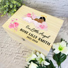 Pink Sleep Dark Skin & Hair Baby Girl Memorial Personalised Wooden Keepsake Box