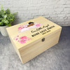 Pink Sleep Dark Skin & Hair Baby Girl Memorial Personalised Wooden Keepsake Box