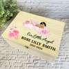 Pink Sleeping Brunette Hair Baby Girl Memorial Personalised Wooden Keepsake Box