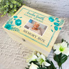 Memory Box Memorial Blue Flowers Photo Personalised Storage Wooden Keepsake Box