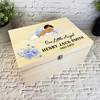 Brown Hair Baby Boy Sleep Cloud Blue Memorial Personalised Wooden Keepsake Box