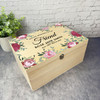 Memories Of Friend Pink Floral Frame Memorial Personalised Wooden Keepsake Box