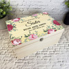 Memories Of Sister Pink Floral Frame Memorial Personalised Wooden Keepsake Box