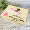 Pink Sleep Dark Skin Baby Girl Wings Memorial Personalised Wooden Keepsake Box