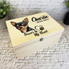 Chihuahua Paw Print Heart Pet Memorial Personalised Wooden Memory Keepsake Box