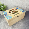 Blue Flower Pet Loss Paw Photos Dog Memorial Personalised Wooden Keepsake Box