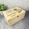 Sister Memories Of You Black Flower Memorial Personalised Wooden Keepsake Box